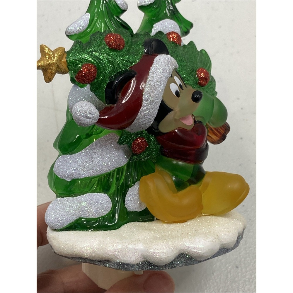 Pair Of Vtg Disney Pluto & Mickey Mouse Plug In‎ Nightlight Christmas Glitter - Picture 8 of 13